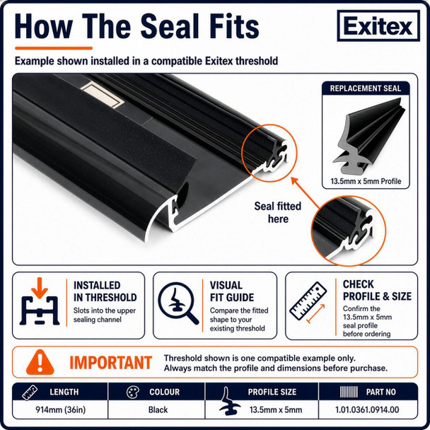  Exitex Replacement Threshold Seal Gasket 914mm MWK/DSS/WTB/MXS/SLT 
