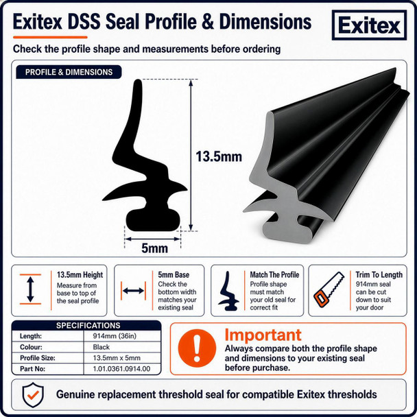  Exitex Replacement Threshold Seal Gasket 914mm MWK/DSS/WTB/MXS/SLT 