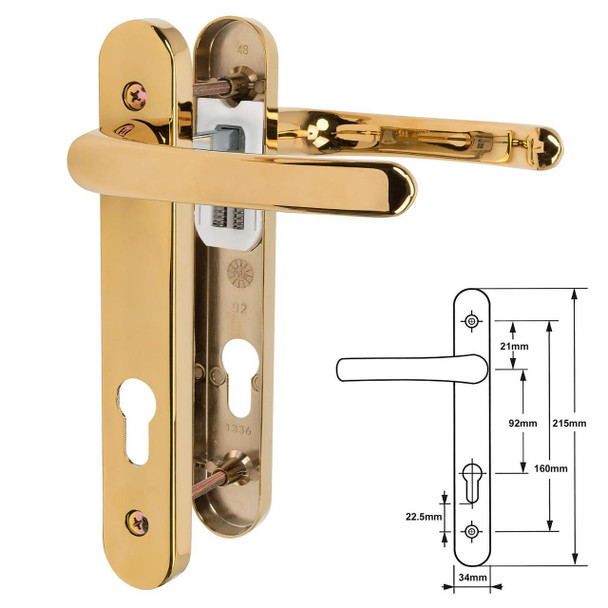  TSS uPVC Door Handle Pair 92mm PZ 160mm Screw Fixings 