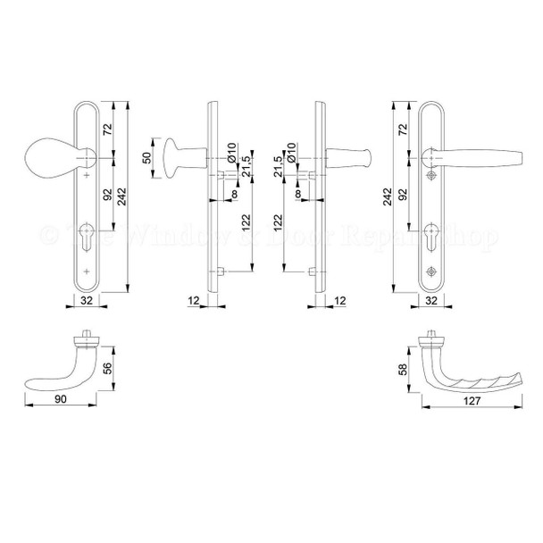 Hoppe Atlanta UPVC Door Handle Pair 92mm PZ 122mm Fixings Lever/Pad Hoppe Atlanta UPVC Door Handle Pair 92mm PZ 122mm Fixings Lever/Pad