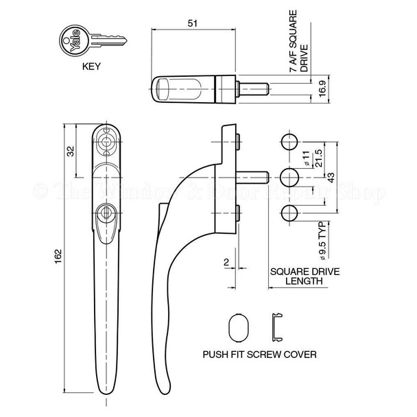 Yale Virage Securistyle Inline Espag UPVC Window Handle