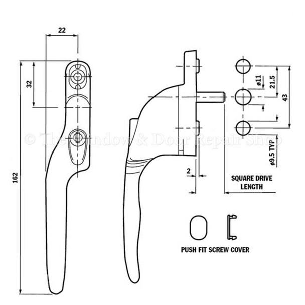 Yale Virage Securistyle Cranked Espag UPVC Window Handle