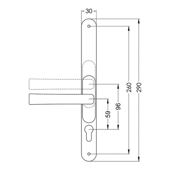 Window Parts Flexi Repair UPVC Door Handle Pair Adjustable 59-96mm PZ 260mm Fixings Window Parts Flexi Repair UPVC Door Handle Pair Adjustable 59-96mm PZ 260mm Fixings