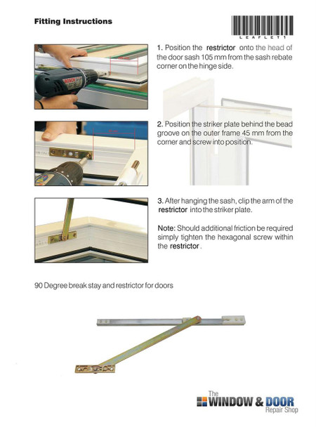 UAP 90° Degree Door Restrictor Stay 335mm