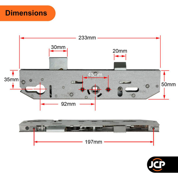Mila Coldseal Gearbox for Multipoint Door Lock Single Spindle