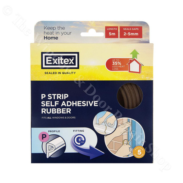 Exitex Self Adhesive Draught Excluder Rubber Door Window Seal P Profile