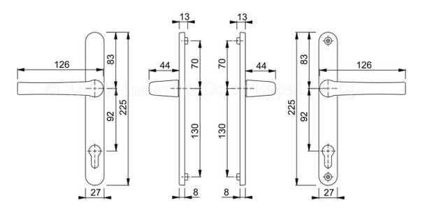 Hoppe Roto Resista Chrome UPVC Door Handle Pair 92mm PZ 200mm Fixings Hoppe Roto Resista Chrome UPVC Door Handle Pair 92mm PZ 200mm Fixings