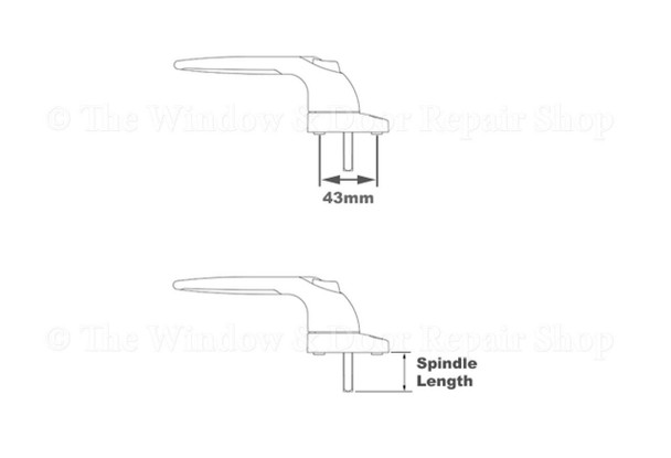Securistyle Inline Espag UPVC Window Handle 50mm Spindle