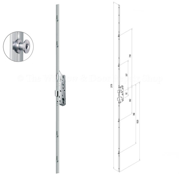 Fuhr 856 Type 2 Multipoint Door Lock 2 Mushroom 2 Roller 92PZ