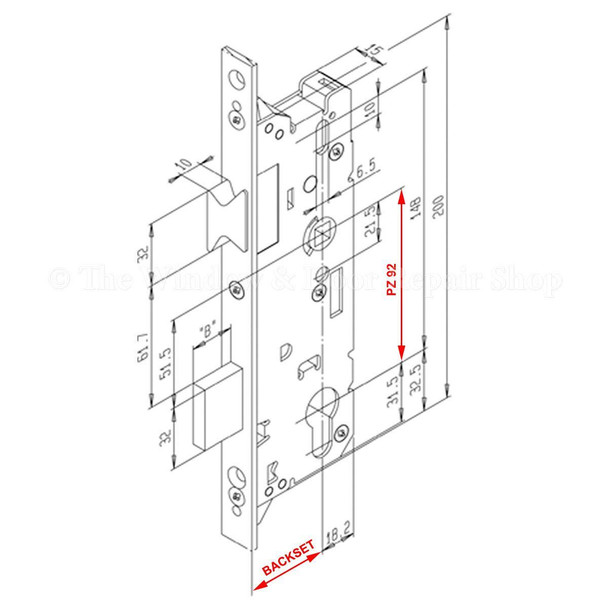 Fuhr 856 Type 3 Multipoint Door Lock 2 Hook 2 Roller 92PZ