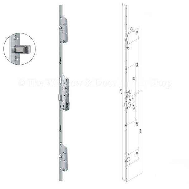 Fuhr 856 Type 8 Multipoint Door Lock 2 Roundbolt 2 Roller 92PZ