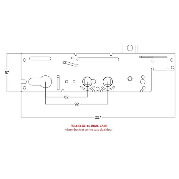 Fullex XL Hook Gearbox for Multipoint Door Lock Twin Spindle 45mm Backset