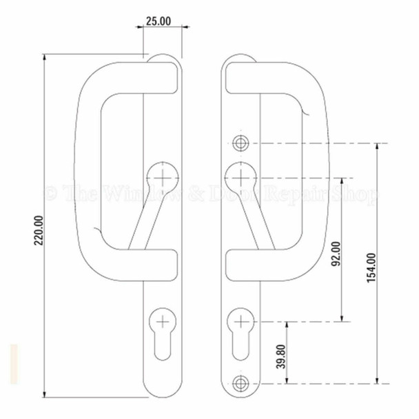 Trojan Sparta Inline Sliding Patio Door Handles XL