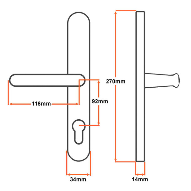 Yale Universal Replacement UPVC Door Handle Pair 92mm PZ Adjustable Fixings Yale Universal Replacement UPVC Door Handle Pair 92mm PZ Adjustable Fixings