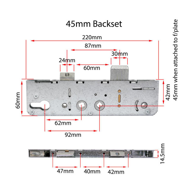 Avantis Gearbox for Multipoint Door Lock Twin Spindle 45mm Backset 62 92 PZ