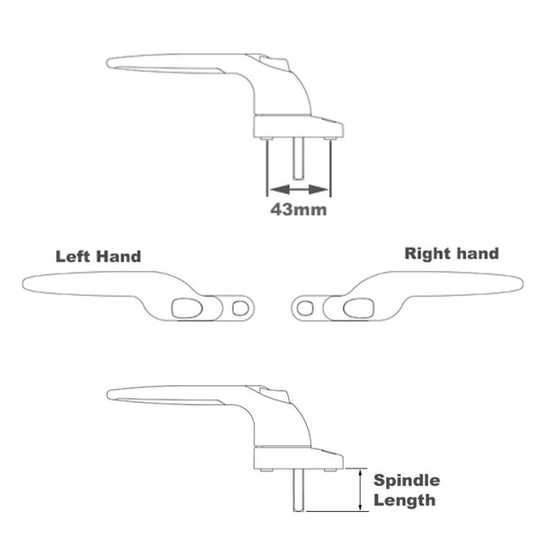 Yale 10 Pack Yale Quartus Cranked Espag UPVC Window Handle