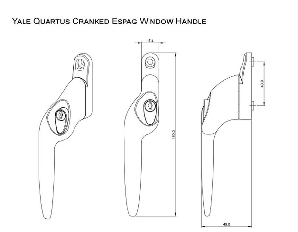 Yale 10 Pack Yale Quartus Cranked Espag UPVC Window Handle 