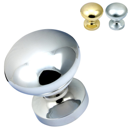 Satin Chrome Round Centre Door Knob - 73mm - Brushed Metal Centre Door Knobs