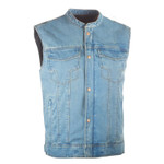Highway 21 Iron Sights Denim Mens Vest with Club Collar