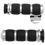 Avon Velvet Air Chrome/Black Handlebar Grips w/Throttle Boss (AIR-93-BOSS)