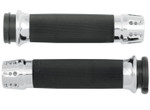 Avon Gatlin Throttle by Wire Chrome/Black Handlebar Grips (CC-85-CH-FL-GAT)