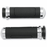 Avon V-Cruiser Chrome/Black Handlebar Grips (Fly by Wire) (VT-62-CH-FLY)