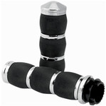 Avon Superbike 7/8" Air Cushioned Chrome/Black Grips (SB-AIR-90-CH)
