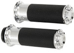 Arlen Ness Bevelled Chrome/Black Fly-by-Wire Handlebar Grips (07-328)