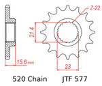 JT Front Sprocket 15 Tooth - 520 Steel - Yamaha XT600 1990-1995 (JTF577.15)