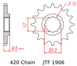 JT Front Sprocket | 13 Tooth | 420 | Steel (JTF1906.13)