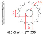 JT Front Sprocket | 15 Tooth | 428 | Steel (JTF558.15)