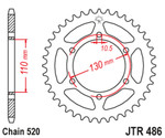 JT Steel Rear Sprocket | 42 Tooth | 520 | Black (JTR486.42)