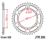JT Steel Black Rear Sprocket 40 Tooth (JTR260.40)