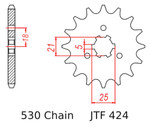 JT Front Sprocket | 16 Tooth | 530 | Steel (JTF424.16)