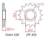 JT Front Sprocket | 11 Tooth | 520 | Steel (JTF432.11)