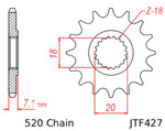 JT Front Sprocket | 11 Tooth | 520 | Steel (JTF427.11)