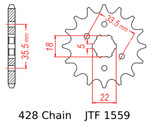JT Front Sprocket | 14 Tooth | 428 | Steel | '87-26 Yamaha TW200 (JTF1559.14)