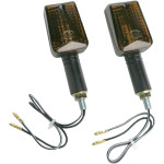 K&S Long Stem Mini Stalk Black Marker Lights w/Amber Smoke Lens (25-8129)
