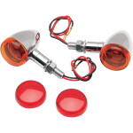 Drag Specialties Mini Deuce Stud Chrome Marker Lights w/Red Lens (2040-0278)