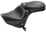 Mustang Standard Touring 1-Piece Black Seat - Chrome Studded & Conchos (76126)