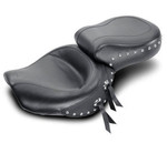 Mustang 1-pc Wide Studded w/Conch Touring Black Seat (75008)