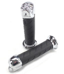 Pro Grip Skull Cruiser Chrome/Black Grips for 1" Handlebars (PA0862HDSKCR)