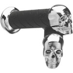 Pro Grip Skull Cruiser Chrome/Black Grips for 1" Handlebars (PA0862HDSKCR)