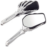 Kuryakyn Skeleton Hand Mirrors w/Chrome Stems & Black Heads (1759)