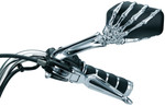 Kuryakyn Skeleton Hand Mirrors w/Chrome Stems & Black Heads (1759)