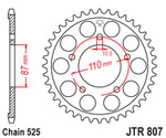 JT Steel Rear Sprocket 44 Tooth (JTR807.44)