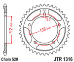JT Steel Rear Sprocket 43 Tooth (JTR1316.43)