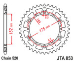 JT Rear Sprocket | Racelite Aluminum | Black | 520 | 50 Tooth (JTA853.50BLK)