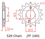 JT Front Sprocket | 15 Tooth | 520 | Steel | KFX400/LTR400/LTZ400 (JTF1401.15)