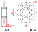 JT Front Sprocket | 19 Tooth | 525 | Steel (JTF405.19)